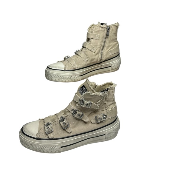 NEW W/BOX ASH Rainbow Washed Canvas High Top Sneakers in Sand 39 - Picture 6 of 13